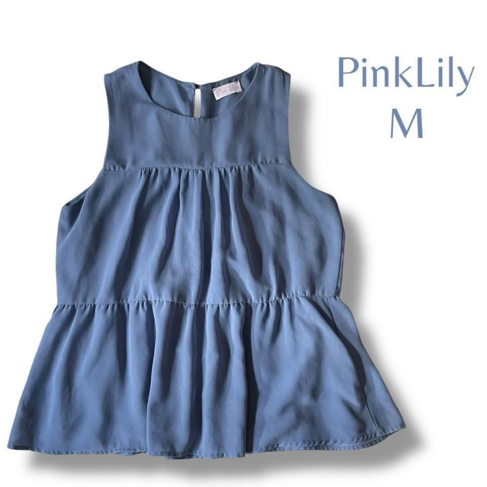 💙4/$28💙 Pink Lily Sleeveless Blue Blouse